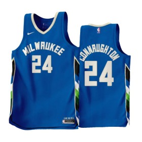 Dres Milwaukee Bucks Pat Connaughton 24 Nike 2022-23 City Edition Plava Swingman